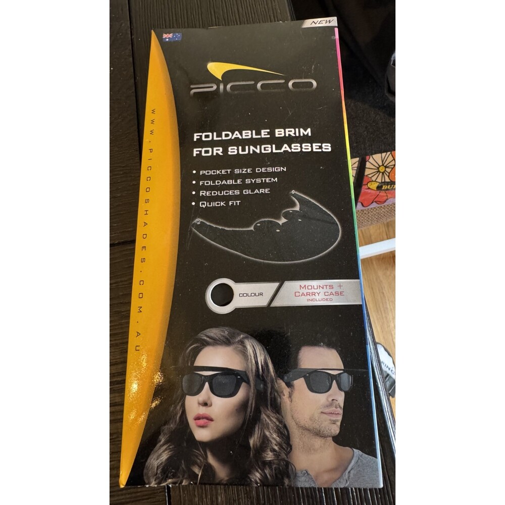 Picco Black Foldable Brim Sunshade For Sunglasses New
